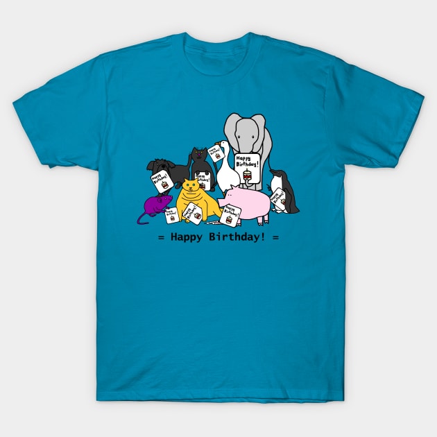 Happy Birthday from these Cute Animals T-Shirt by ellenhenryart